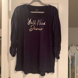 Tunic Top;Cato; Lightweight; Navy Blue; Small; $5